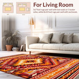 Ultra Soft Area Rug, Non Slip, Stain Resistant, Washable Area Rugs for Living Room, Bedroom, Lively Southwest Inspired Pattern(Red)