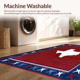 Ultra Soft Area Rug, Non Slip, Stain Resistant, Washable Area Rugs for Living Room, Bedroom, Cozy Textured Texas Home Emblem(Red)
