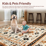 Ultra Soft Area Rug, Non Slip, Stain Resistant, Washable Area Rugs for Living Room, Bedroom, Artisan Vintage Rustic Palette(Beige)