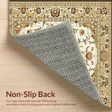 Ultra Soft Area Rug, Non Slip, Stain Resistant, Washable Area Rugs for Living Room, Bedroom, Trendy Nature-Inspired Floral Aesthetic(Beige)