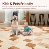Ultra Soft Area Rug, Non Slip, Stain Resistant, Washable Area Rugs for Living Room, Bedroom, Artisan Inspired Neutral Cubist Checks with Gentle Beige Contrasts(Beige)