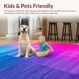Ultra Soft Area Rug, Non Slip, Stain Resistant, Washable Area Rugs for Living Room, Bedroom, Vibrant Whimsical Tie-Dye Style(Blue)