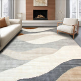 Ultra Soft Area Rug, Non Slip, Stain Resistant, Washable Area Rugs for Living Room, Bedroom, Artful Contemporary Linear Design(Beige)