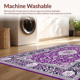 Ultra Soft Area Rug, Non Slip, Stain Resistant, Washable Area Rugs for Living Room, Bedroom, Intricate Classic Medallion Style(Purple)