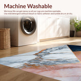 Ultra Soft Area Rug, Non Slip, Stain Resistant, Washable Area Rugs for Living Room, Bedroom, Rose Gold Textured Kitchen Mat for Farmhouse Decor(White)