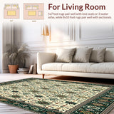 Ultra Soft Area Rug, Non Slip, Stain Resistant, Washable Area Rugs for Living Room, Bedroom, Geometric Botanical Plaid Boho Area(Beige)