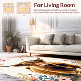 Ultra Soft Area Rug, Non Slip, Stain Resistant, Washable Area Rugs for Living Room, Bedroom, Artistic Colorful Highland Cow Scene(Brown)