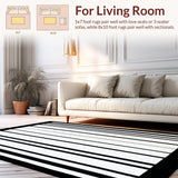 Ultra Soft Area Rug, Non Slip, Stain Resistant, Washable Area Rugs for Living Room, Bedroom, Stylish Entryway Rug High Contrast(Black)