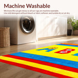 Ultra Soft Area Rug, Non Slip, Stain Resistant, Washable Area Rugs for Living Room, Bedroom, Playful Numbered Animal Theme(Yellow)
