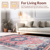 Ultra Soft Area Rug, Non Slip, Stain Resistant, Washable Area Rugs for Living Room, Bedroom, Colorful Oriental Nursery Stain-Resistant Area Rug(Blue)