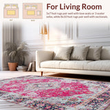 Ultra Soft Area Rug, Non Slip, Stain Resistant, Washable Area Rugs for Living Room, Bedroom, Elegant Soft Pink Lattice Design(Pink)