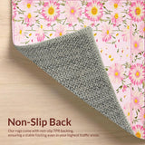 Ultra Soft Area Rug, Non Slip, Stain Resistant, Washable Area Rugs for Living Room, Bedroom, Whimsical Yellow Blossom Aesthetic(Pink)