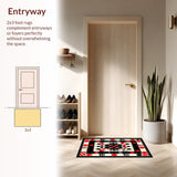 Ultra Soft Area Rug, Non Slip, Stain Resistant, Washable Area Rugs for Living Room, Bedroom, Playful Modern Dice Aesthetic(Red)
