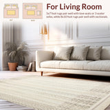 Ultra Soft Area Rug, Non Slip, Stain Resistant, Washable Area Rugs for Living Room, Bedroom, Coastal Charm Round Area Natural Woven Decor with Elegant Fringe(Beige)