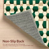 Luxe Geometric Green and Beige Area with Contemporary Flair(Beige)