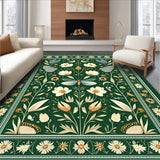 Ultra Soft Area Rug, Non Slip, Stain Resistant, Washable Area Rugs for Living Room, Bedroom, Whimsical Mushroom and Insect Aesthetic(Green)