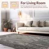 Ultra Soft Area Rug, Non Slip, Stain Resistant, Washable Area Rugs for Living Room, Bedroom, Chris Loves FRA Subtle Taupe Charcoal Patterned(Gray)