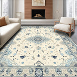 Ultra Soft Area Rug, Non Slip, Stain Resistant, Washable Area Rugs for Living Room, Bedroom, Seashell Summer Ocean in Beige and Blue Shades(Beige)