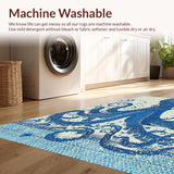 Ultra Soft Area Rug, Non Slip, Stain Resistant, Washable Area Rugs for Living Room, Bedroom, Seaside Octopus Carpet - Nautical Blue(Blue)