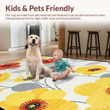 Ultra Soft Area Rug, Non Slip, Stain Resistant, Washable Area Rugs for Living Room, Bedroom, Contemporary Flower Pattern Fusion(Red)