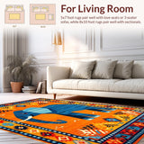 Ultra Soft Area Rug, Non Slip, Stain Resistant, Washable Area Rugs for Living Room, Bedroom, Rustic Earthy Toned Decor Piece(Orange)