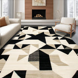 Ultra Soft Area Rug, Non Slip, Stain Resistant, Washable Area Rugs for Living Room, Bedroom, Bold Geometric Triangles in Monochrome Contrast(Beige)