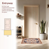 Ultra Soft Area Rug, Non Slip, Stain Resistant, Washable Area Rugs for Living Room, Bedroom, Stylish Modern Floral Arrangement(White)