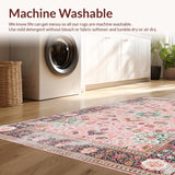 Ultra Soft Area Rug, Non Slip, Stain Resistant, Washable Area Rugs for Living Room, Bedroom, Stylish Circular Pastel Harmony(Pink)