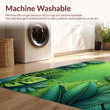 Ultra Soft Area Rug, Non Slip, Stain Resistant, Washable Area Rugs for Living Room, Bedroom, Tropical Palm Leaf Kitchen Non-Slip Runner Rug(Green)