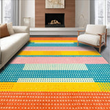 Ultra Soft Area Rug, Non Slip, Stain Resistant, Washable Area Rugs for Living Room, Bedroom, Eclectic Colorful Circular Textile Charm(Orange)