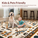 Ultra Soft Area Rug, Non Slip, Stain Resistant, Washable Area Rugs for Living Room, Bedroom, Luxurious Classic Distressed Elements(Beige)