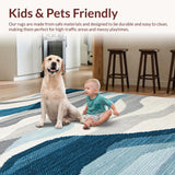 Ultra Soft Area Rug, Non Slip, Stain Resistant, Washable Area Rugs for Living Room, Bedroom, Elegant Oceanic Blue Palette(Gray)