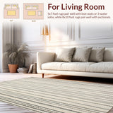 Ultra Soft Area Rug, Non Slip, Stain Resistant, Washable Area Rugs for Living Room, Bedroom, Natural Lines Beige/Black Abstract(Beige)