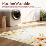 Ultra Soft Area Rug, Non Slip, Stain Resistant, Washable Area Rugs for Living Room, Bedroom, Floral Serenity Beige Elegant Bath Non Slip Shower(Ivory)