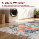 Ultra Soft Area Rug, Non Slip, Stain Resistant, Washable Area Rugs for Living Room, Bedroom, Elegant Vintage Ogee Pattern(Orange)
