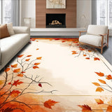 Ultra Soft Area Rug, Non Slip, Stain Resistant, Washable Area Rugs for Living Room, Bedroom, Rustic Harvest Medley with Burnt Orange Leaf Motifs and Earthtone Borders(Orange)