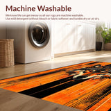 Ultra Soft Area Rug, Non Slip, Stain Resistant, Washable Area Rugs for Living Room, Bedroom, Dynamic Urban Wildlife Design(Orange)