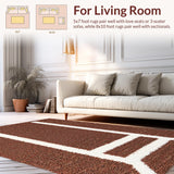 Ultra Soft Area Rug, Non Slip, Stain Resistant, Washable Area Rugs for Living Room, Bedroom, Playful Retro Sports Decor(Brown)