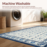 Ultra Soft Area Rug, Non Slip, Stain Resistant, Washable Area Rugs for Living Room, Bedroom, Bowknot Emblem Scallop Pattern Rug with Modern Preppy Ribbon Graphics(Blue)