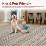 Ultra Soft Area Rug, Non Slip, Stain Resistant, Washable Area Rugs for Living Room, Bedroom, Artful Rustic Waffle Motif(Beige)