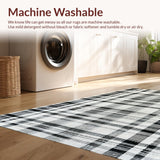 Ultra Soft Area Rug, Non Slip, Stain Resistant, Washable Area Rugs for Living Room, Bedroom, Striped Modern Entryway Rug: Handwoven Geometric Doormat(Black)