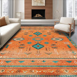 Ultra Soft Area Rug, Non Slip, Stain Resistant, Washable Area Rugs for Living Room, Bedroom, Radiant Earth Tones Abstract Design(Orange)
