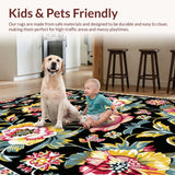 Ultra Soft Area Rug, Non Slip, Stain Resistant, Washable Area Rugs for Living Room, Bedroom, Sleek Black and Yellow Geometric Pattern(Black)