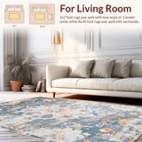 Ultra Soft Area Rug, Non Slip, Stain Resistant, Washable Area Rugs for Living Room, Bedroom, Elegant Earthy Palette Floral Style(Gray)