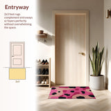 Ultra Soft Area Rug, Non Slip, Stain Resistant, Washable Area Rugs for Living Room, Bedroom, Youthful Playful Pink Patterns(Pink)