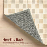 Ultra Soft Area Rug, Non Slip, Stain Resistant, Washable Area Rugs for Living Room, Bedroom, Eclectic Checkered Area with Vintage Beige Squares and Subtle Accent Shapes(Beige)