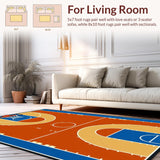 Ultra Soft Area Rug, Non Slip, Stain Resistant, Washable Area Rugs for Living Room, Bedroom, Striking Colorful Court Layout(Brown)