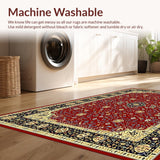 Ultra Soft Area Rug, Non Slip, Stain Resistant, Washable Area Rugs for Living Room, Bedroom, Vibrant Classic Ogee Arrangement(Red)