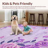 Ultra Soft Area Rug, Non Slip, Stain Resistant, Washable Area Rugs for Living Room, Bedroom, Soft Purple Rose Inspired Look(Purple)