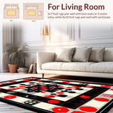 Ultra Soft Area Rug, Non Slip, Stain Resistant, Washable Area Rugs for Living Room, Bedroom, Playful Modern Dice Aesthetic(Red)